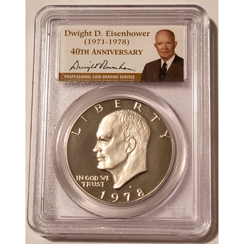 1978 S Eisenhower Dollar Proof PR69 DCAM PCGS 40th Anniversary Label